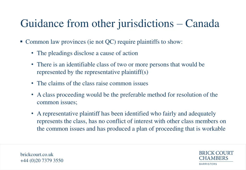 guidance from other jurisdictions canada 1