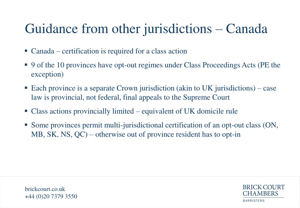 guidance from other jurisdictions canada