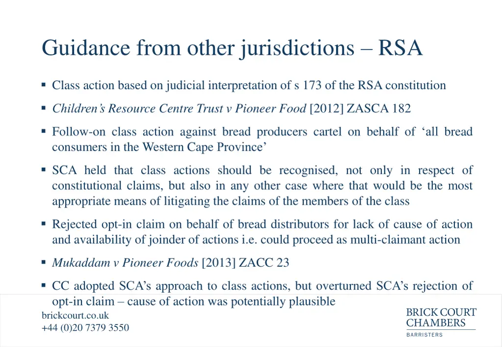 guidance from other jurisdictions rsa