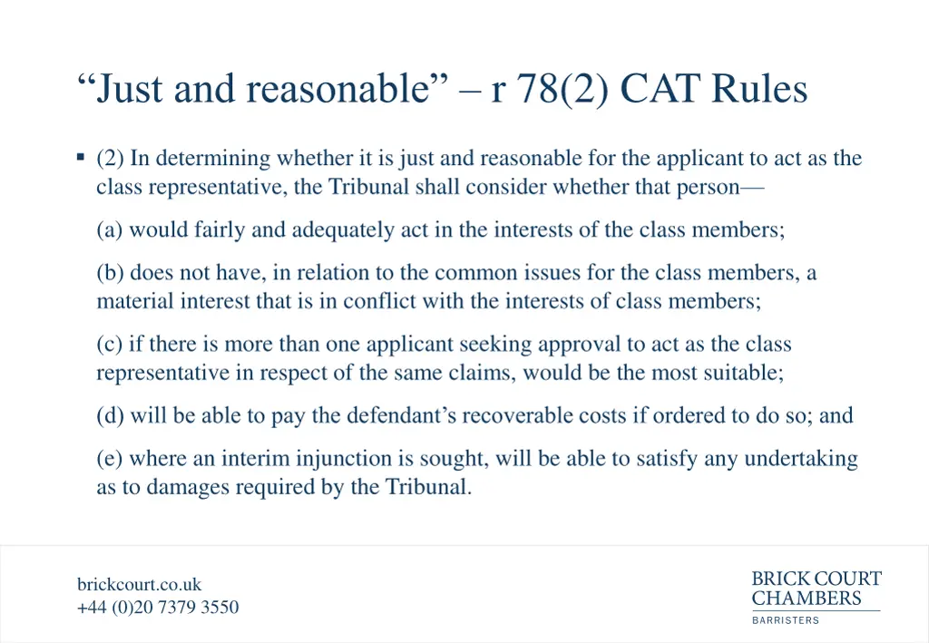 just and reasonable r 78 2 cat rules