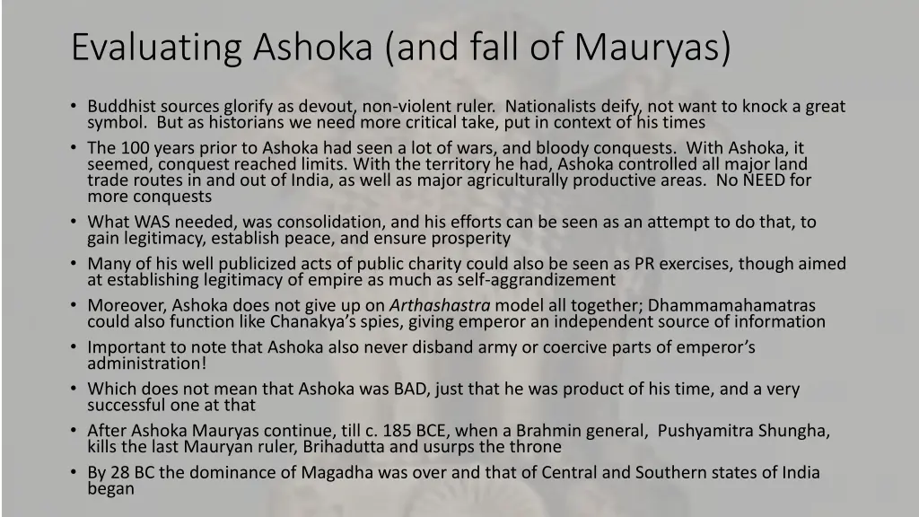 evaluating ashoka and fall of mauryas