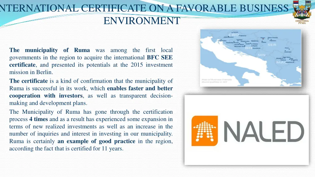 international certificate on a favorable business