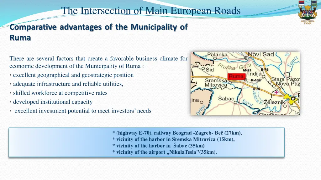 the intersection of main european roads