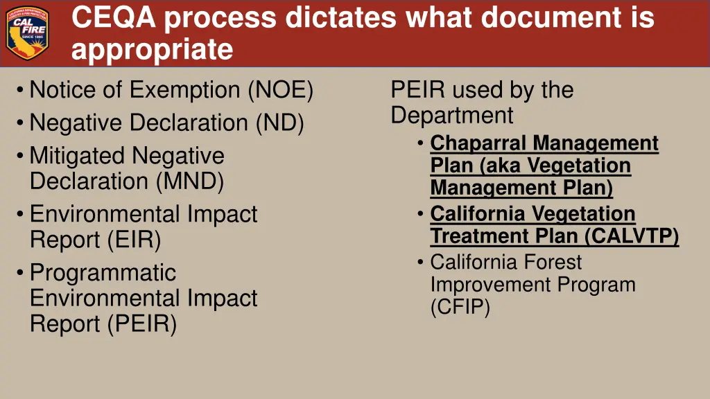 ceqa process dictates what document