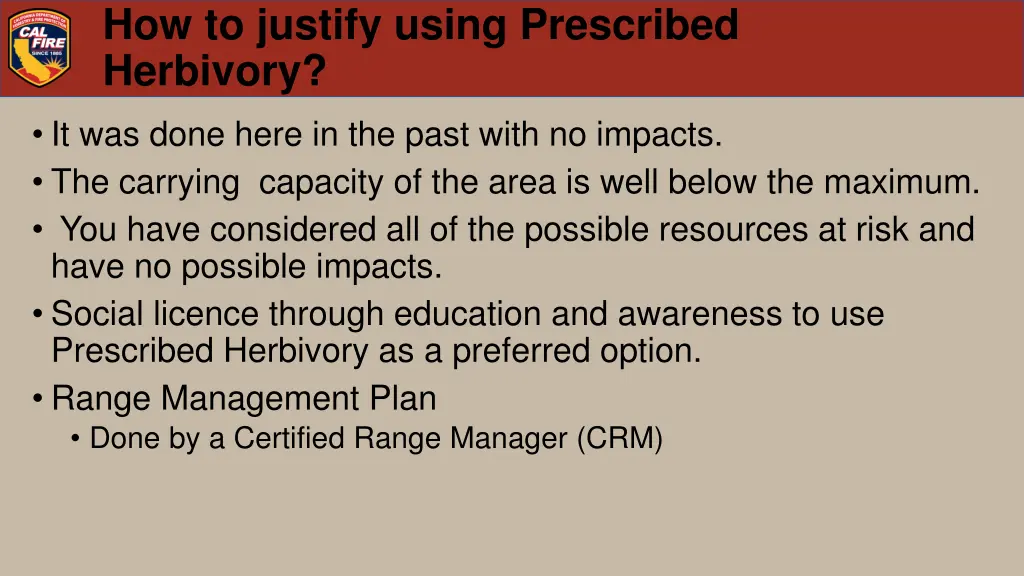 how to justify using prescribed herbivory