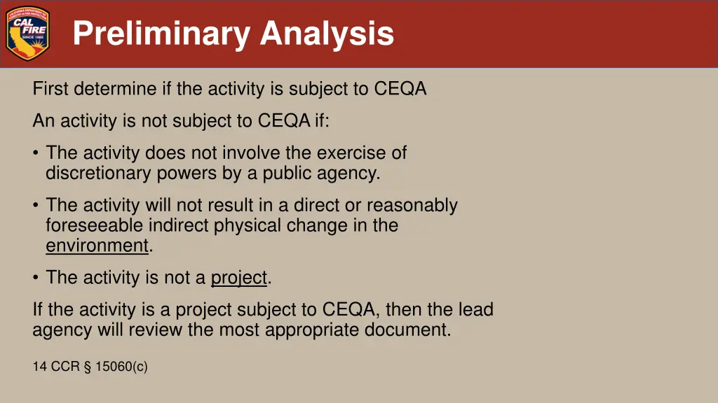 preliminary analysis