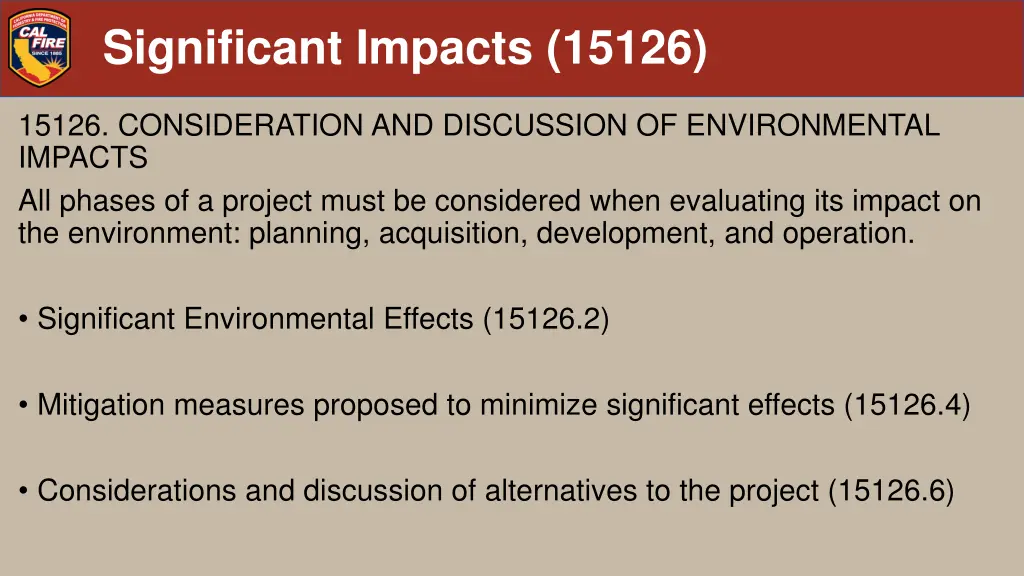 significant impacts 15126