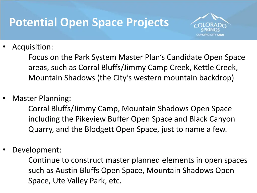 potential open space projects