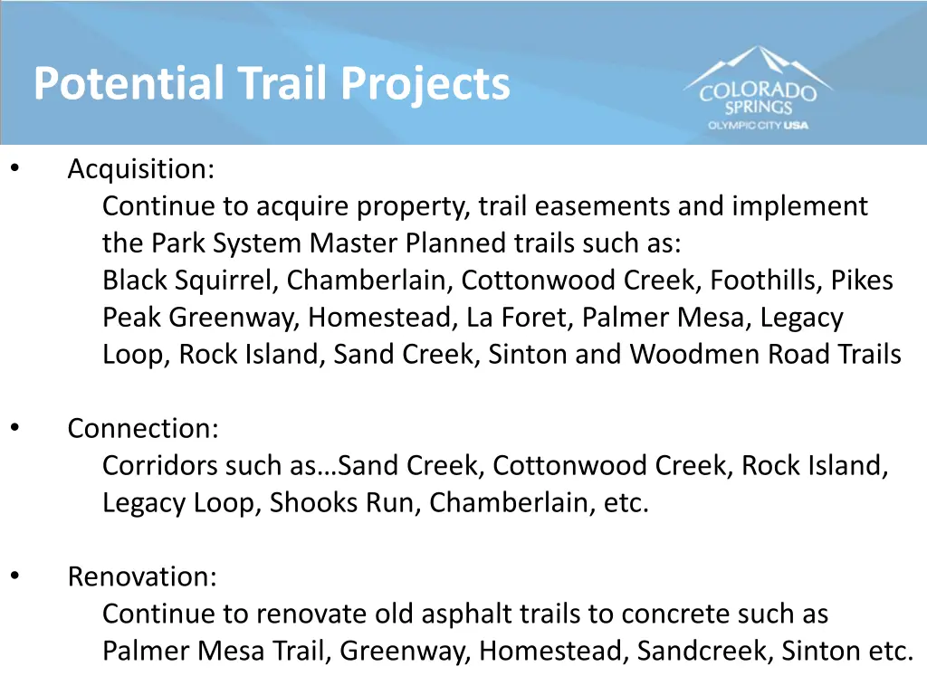 potential trail projects