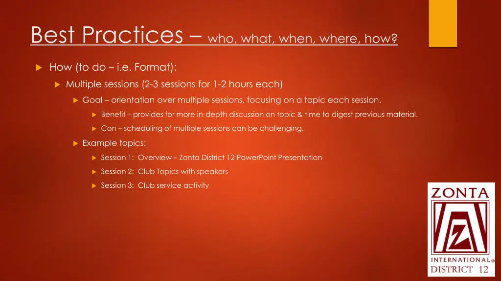 best practices who what when where how 3