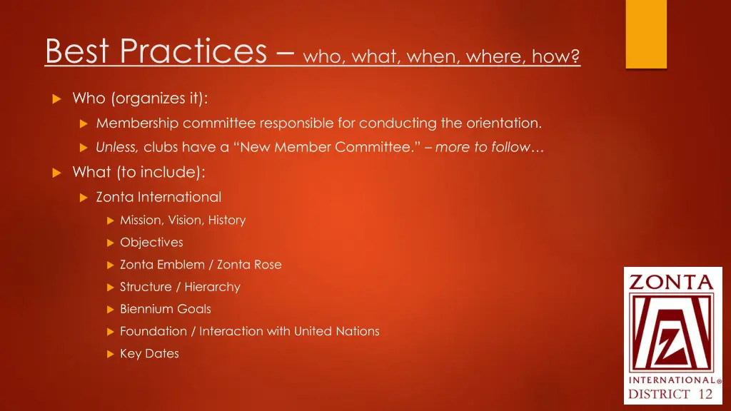 best practices who what when where how