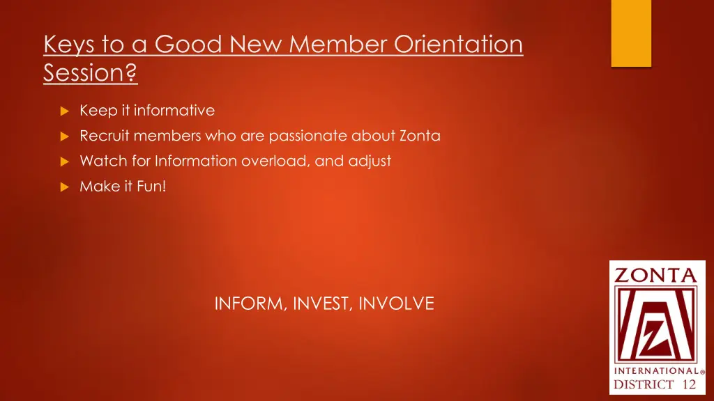 keys to a good new member orientation session