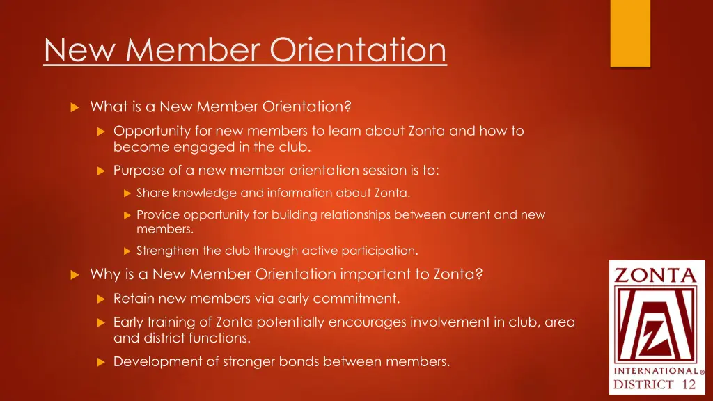 new member orientation