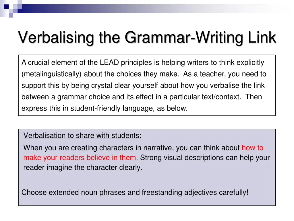 verbalising the grammar writing link