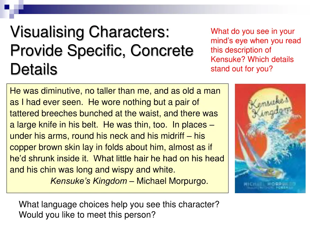 visualising characters provide specific concrete 1