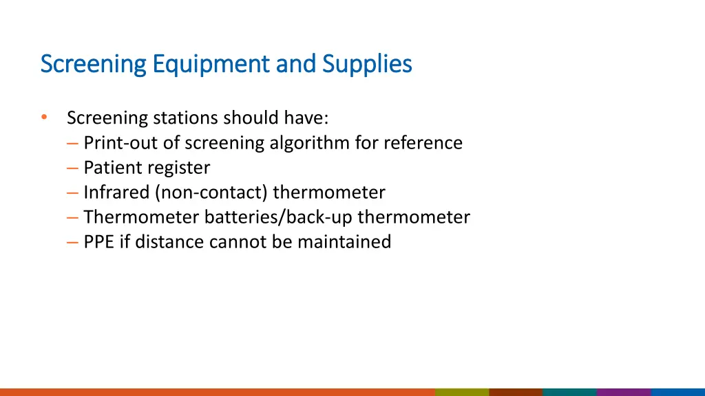 screening equipment and supplies screening