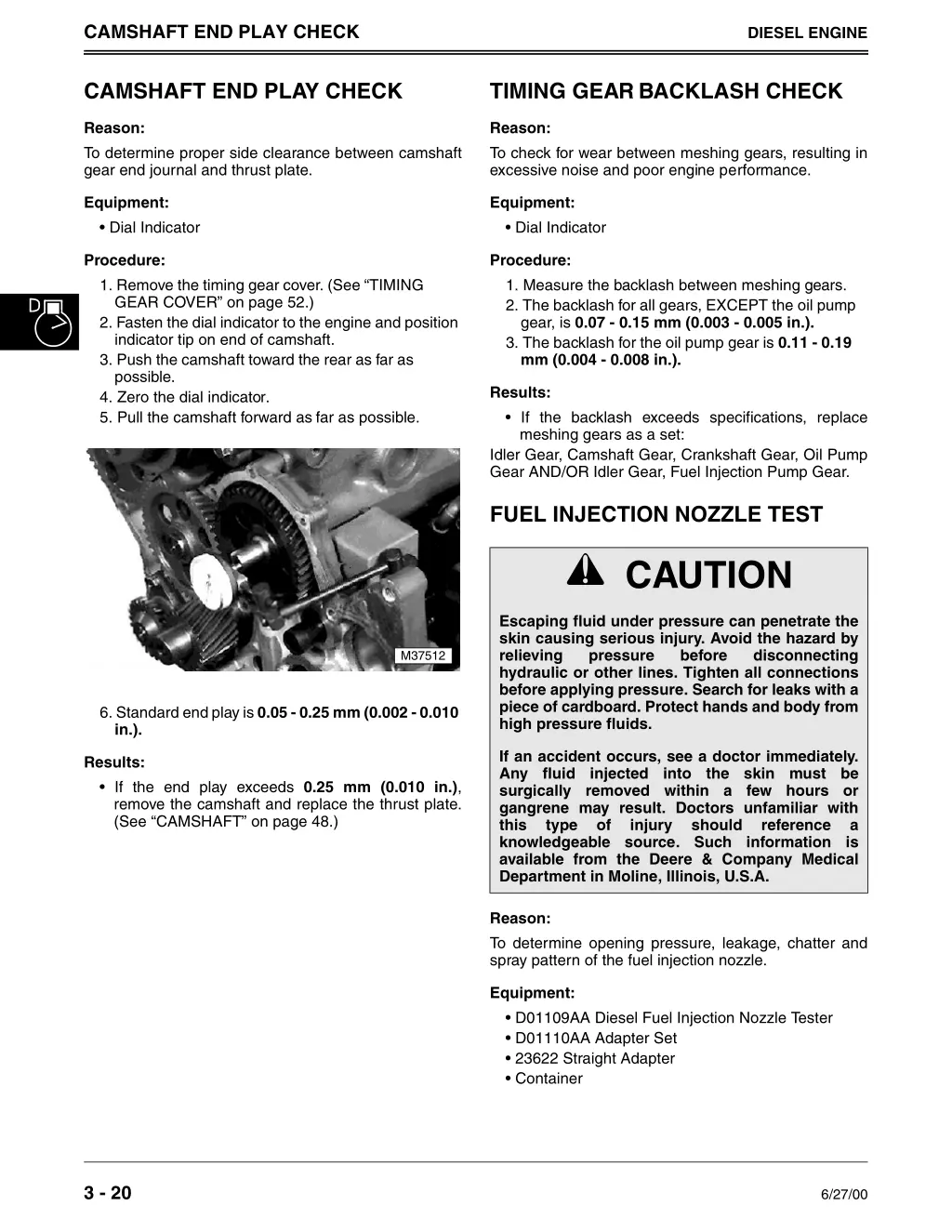 camshaft end play check