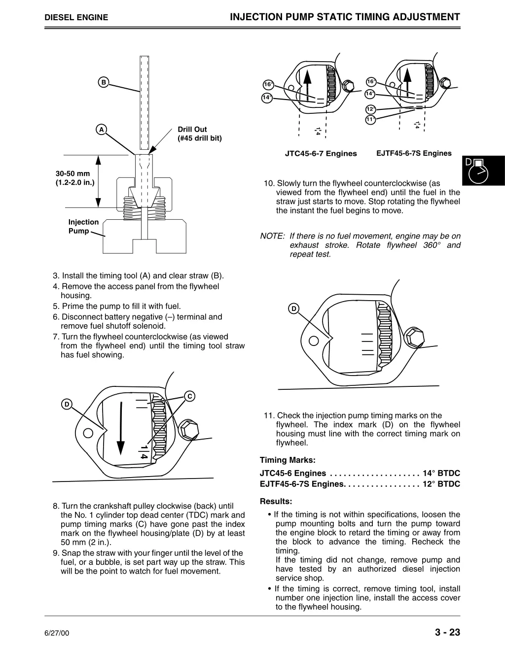 injection pump static timing adjustment