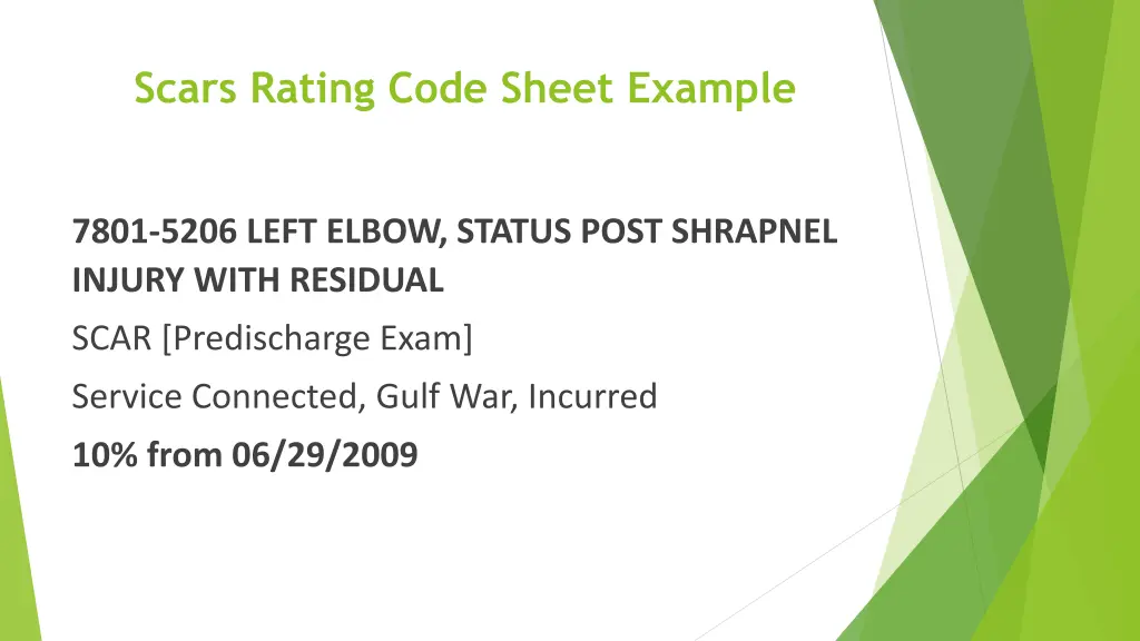 scars rating code sheet example 1