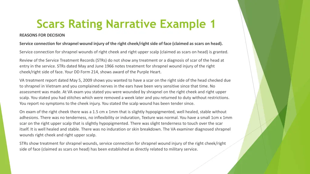 scars rating narrative example 1