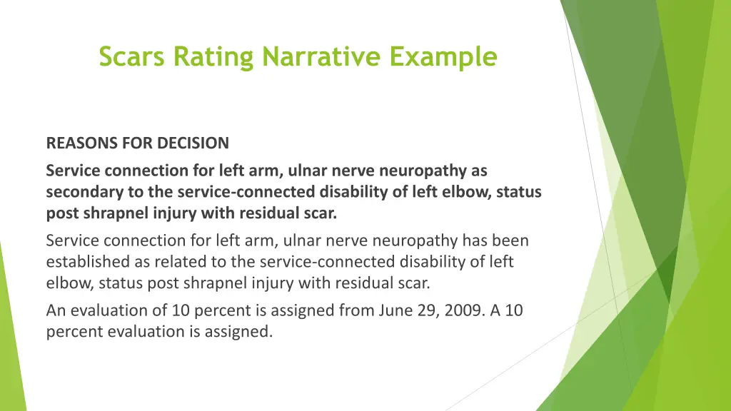 scars rating narrative example