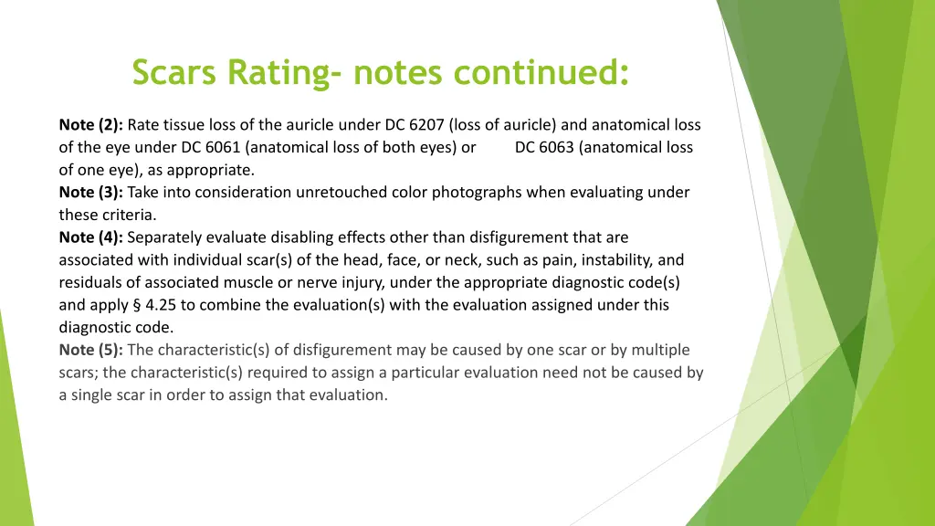 scars rating notes continued