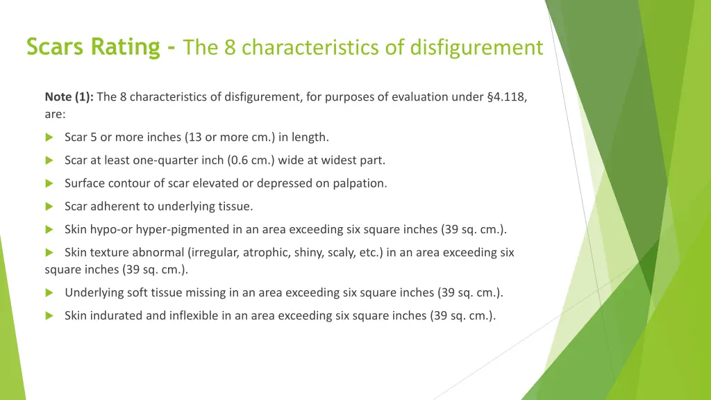 scars rating the 8 characteristics