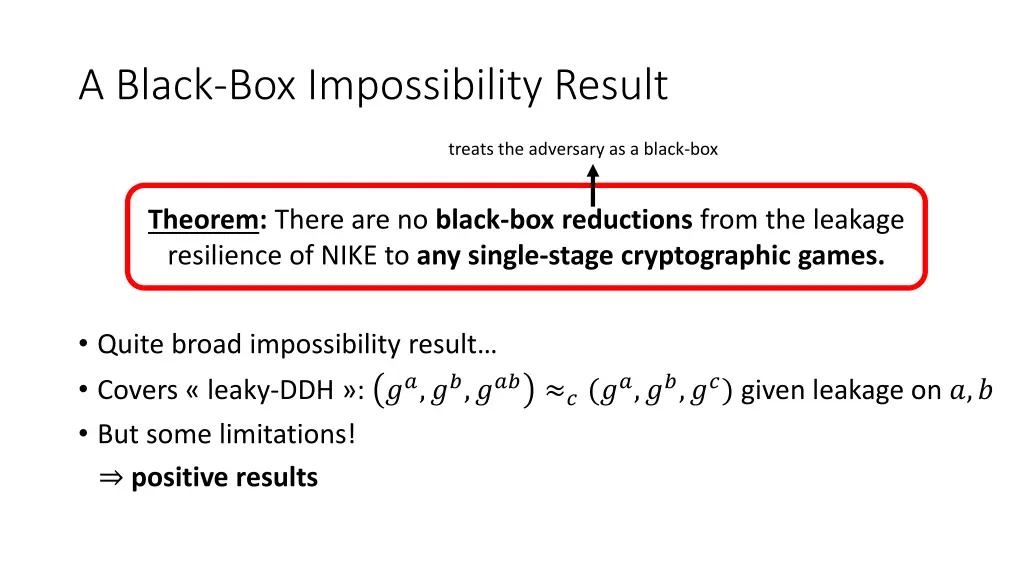 a black box impossibility result