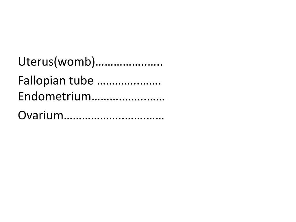 uterus womb fallopian tube endometrium ovarium