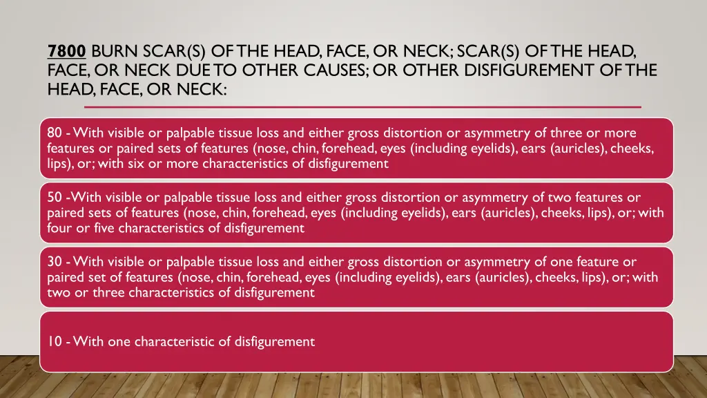 7800 burn scar s of the head face or neck scar