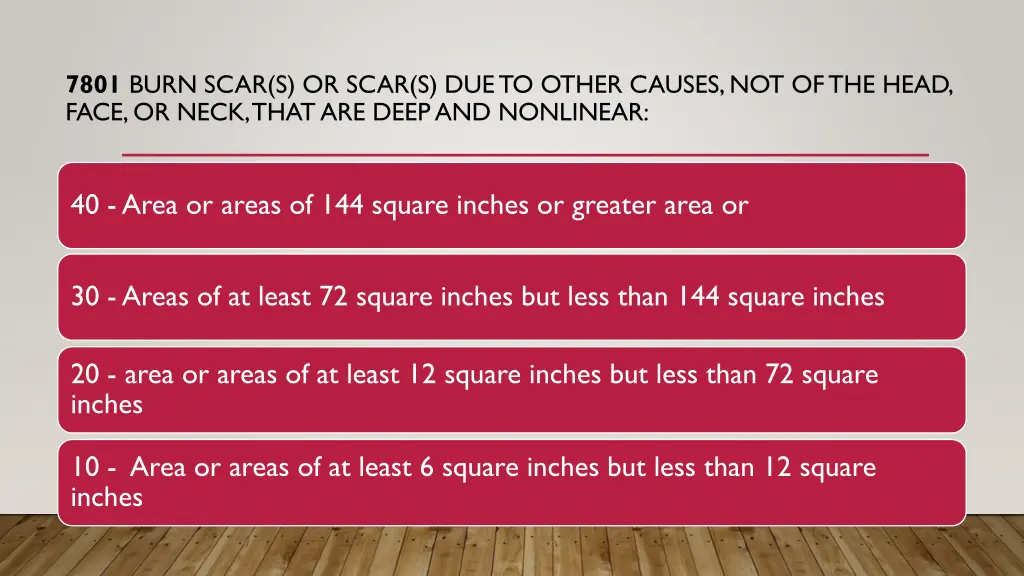 7801 burn scar s or scar s due to other causes