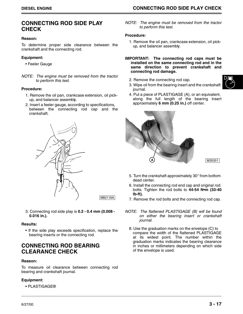 connecting rod side play check