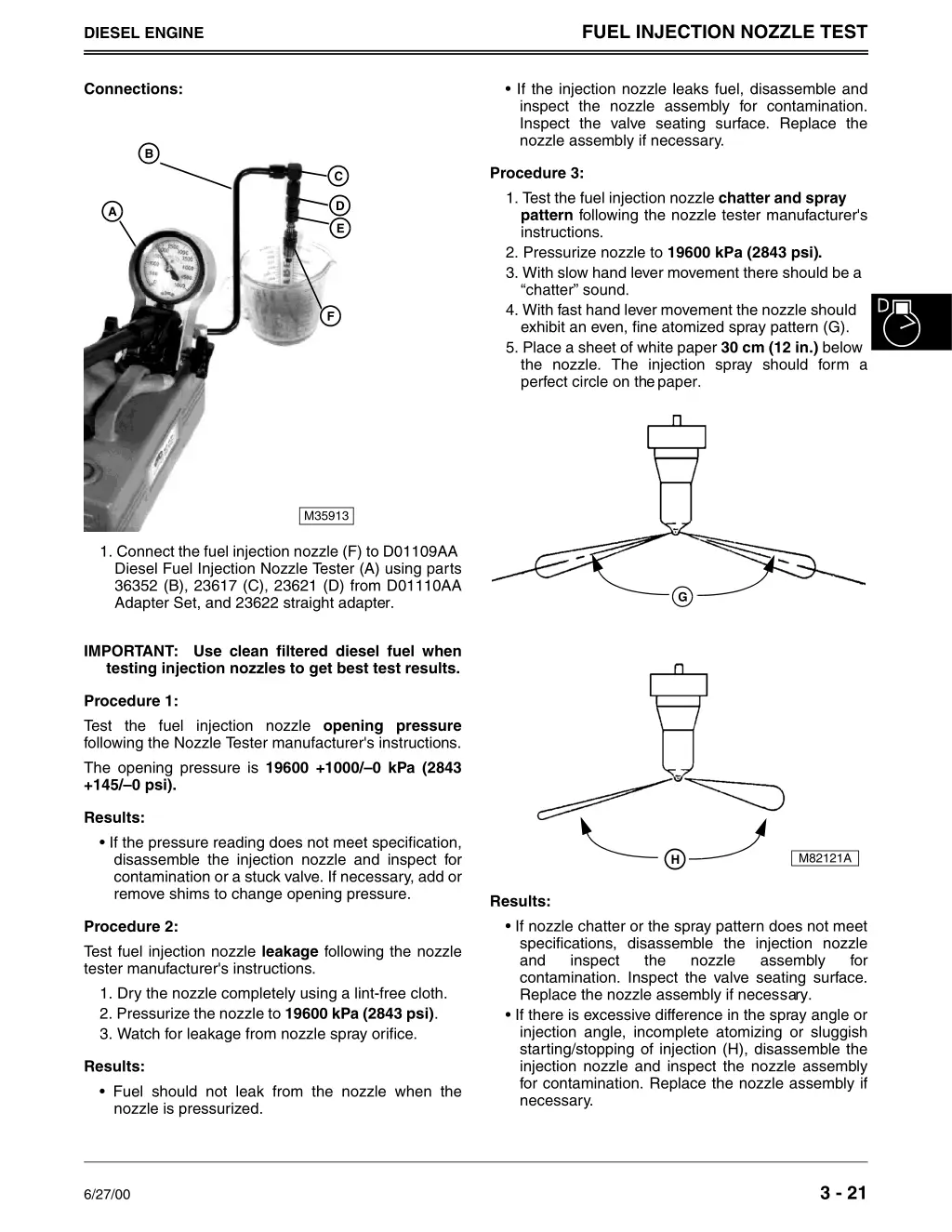 fuel injection nozzle test