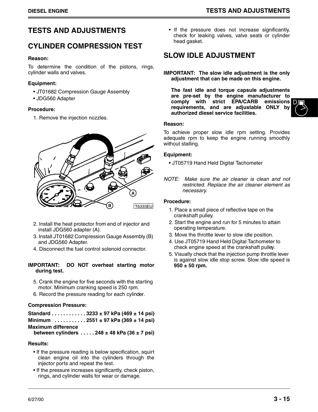 tests and adjustments