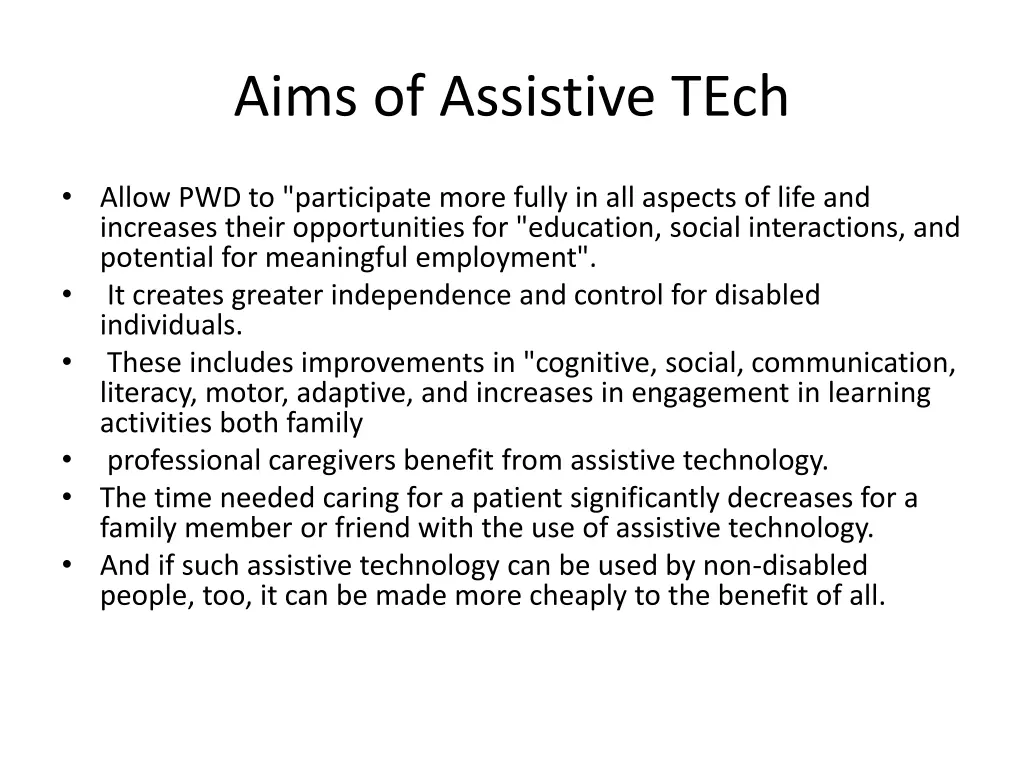 aims of assistive tech