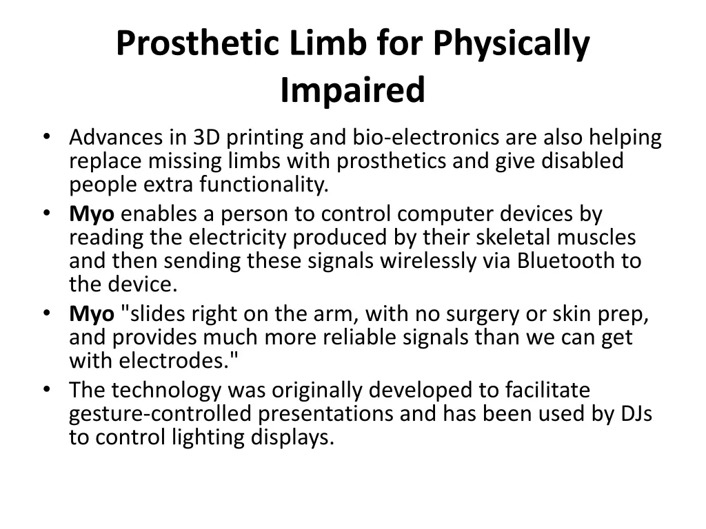 prosthetic limb for physically impaired advances