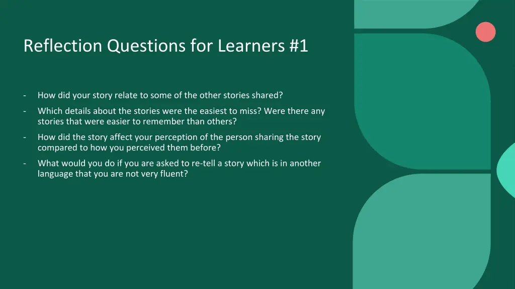 reflection questions for learners 1