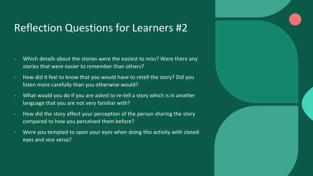 reflection questions for learners 2