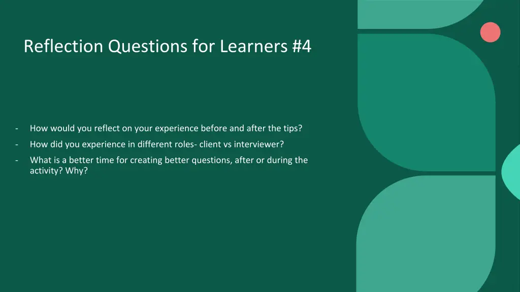 reflection questions for learners 4