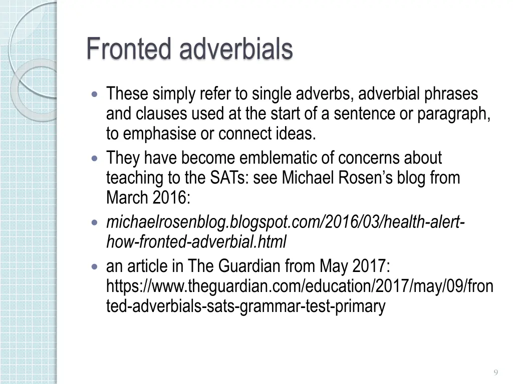 fronted adverbials