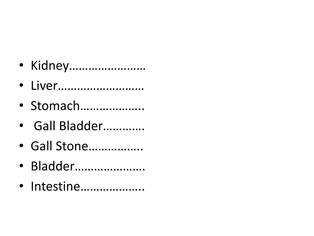kidney liver stomach gall bladder gall stone