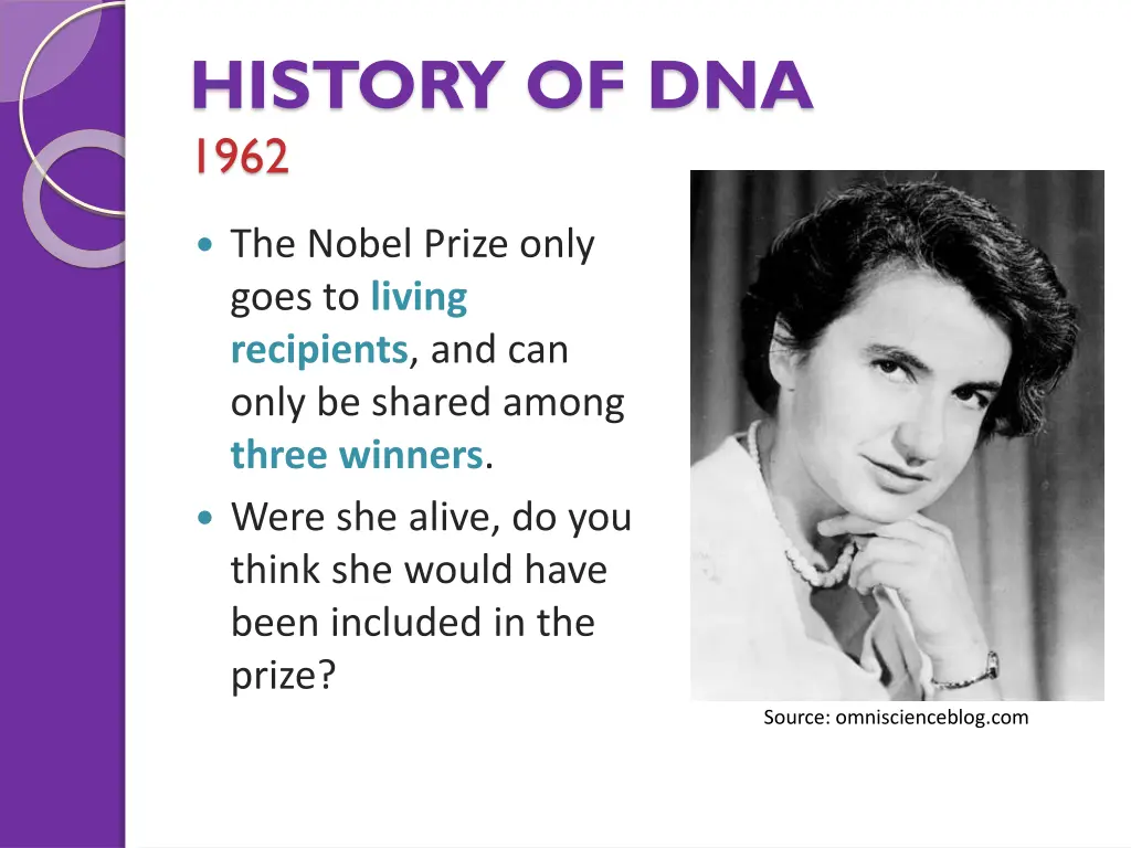 history of dna 1962 1