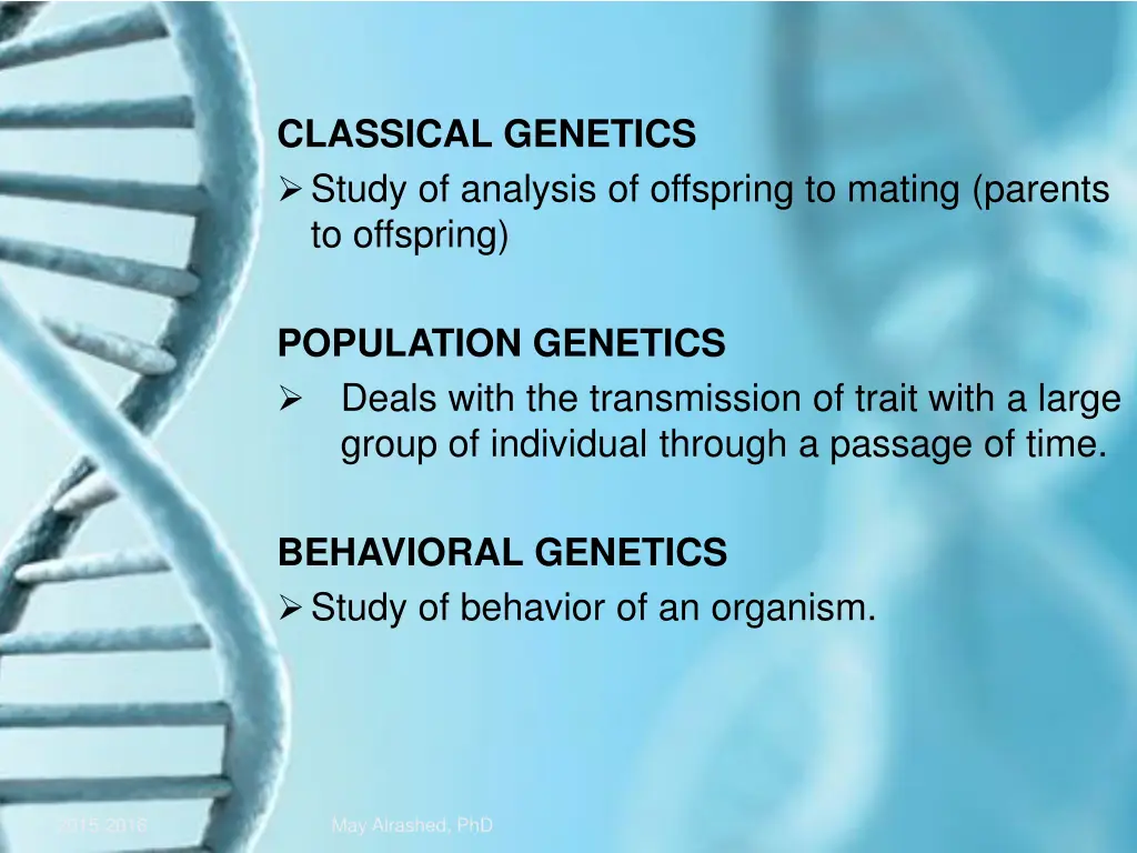 classical genetics study of analysis of offspring