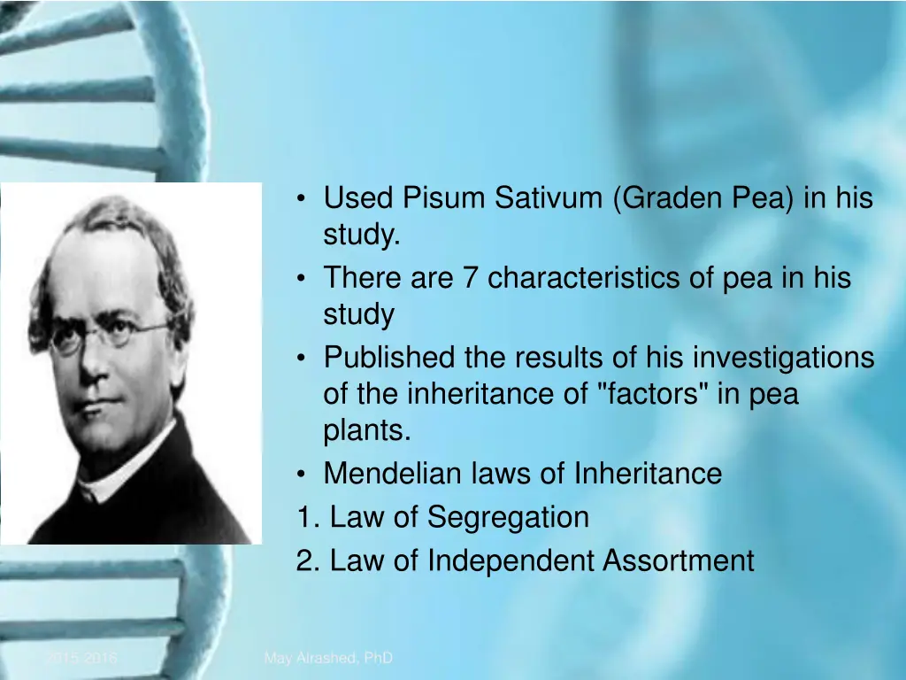 used pisum sativum graden pea in his study there