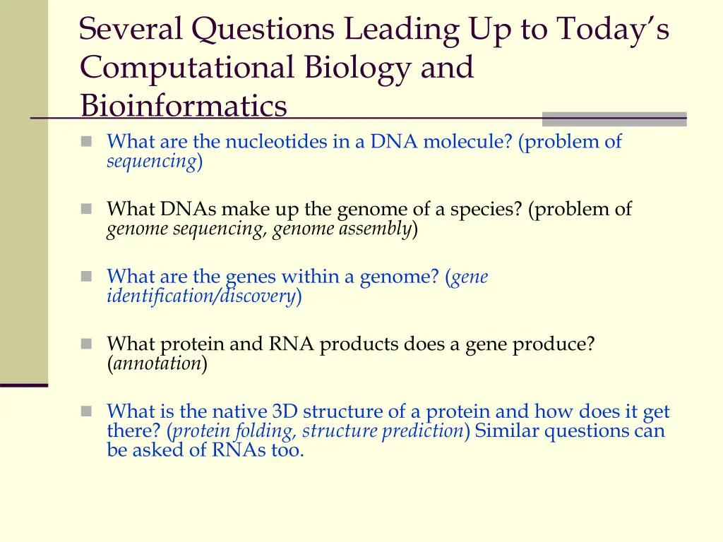 several questions leading up to today