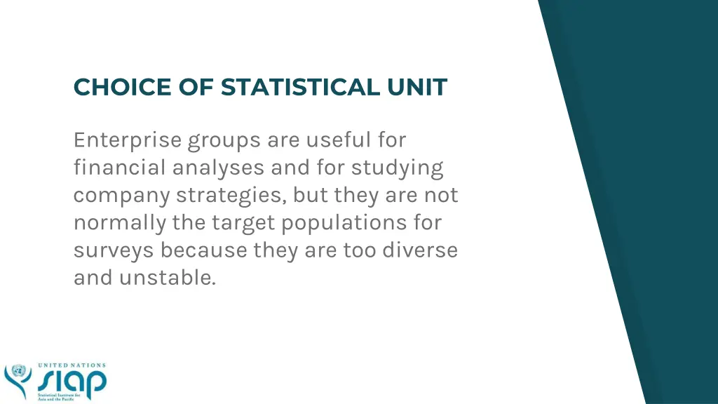 choice of statistical unit 1