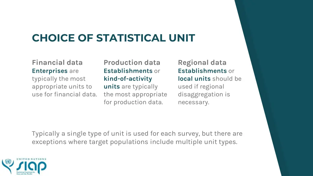 choice of statistical unit