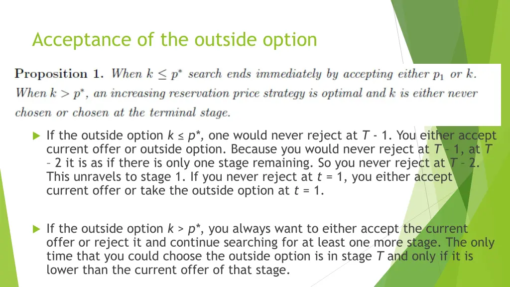 acceptance of the outside option