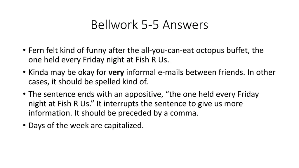 bellwork 5 5 answers