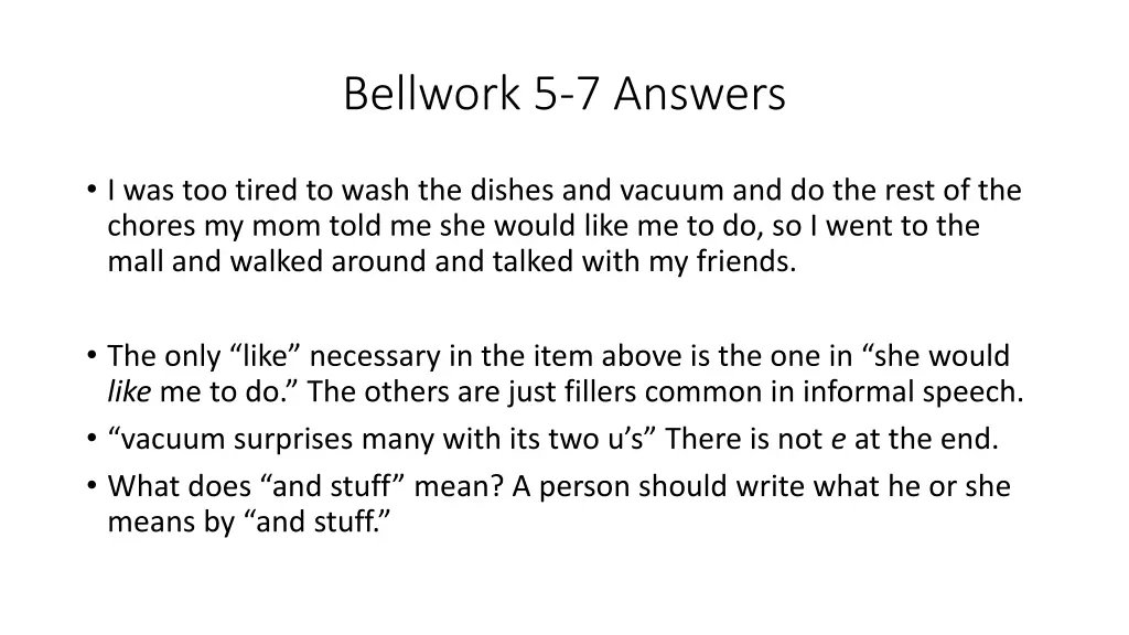 bellwork 5 7 answers